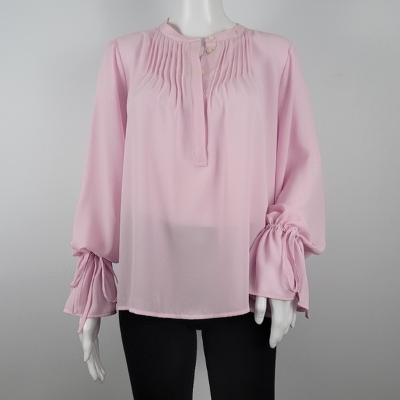 J.Crew Pintuck Tie Sleeve top pink XS - Picture 7 of 8